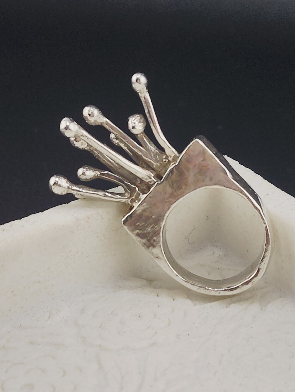AVANT-GARDE RING HANDMADE IN STERLING SILVER UNISEX SIZE 8.5